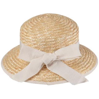 Straw Hat Ivory Bow