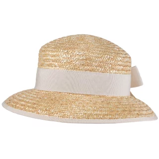 Straw Hat Ivory Bow
